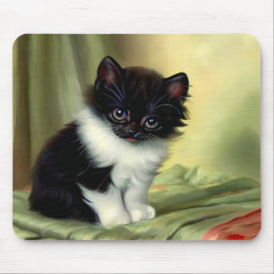 Illustration eines Vintage-Smoking-Kätzchens Mousepad