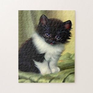 Illustration eines Vintage-Smoking-Kätzchens Puzzle