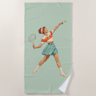 Illustration eines Vintage-Tennisaufschlags Strandtuch