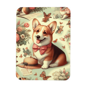 Illustration eines vintage walisischen Corgi Cardi Magnet