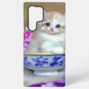 Illustration eines weißen Vintage-Kätzchens Samsung Galaxy Hülle