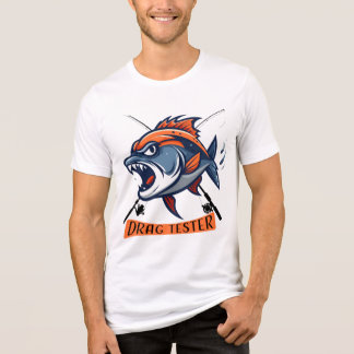Illustration eines wütenden Fisches "Drag Tester" Tri-Blend Shirt