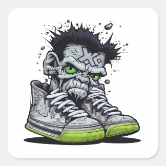 Illustration eines Zombies Quadratischer Aufkleber