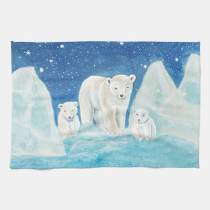 Illustration Eisbären Geschirrtuch