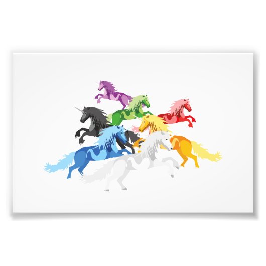 Illustration farbenfrohe wilde Unicorns Fotodruck (Vorne)