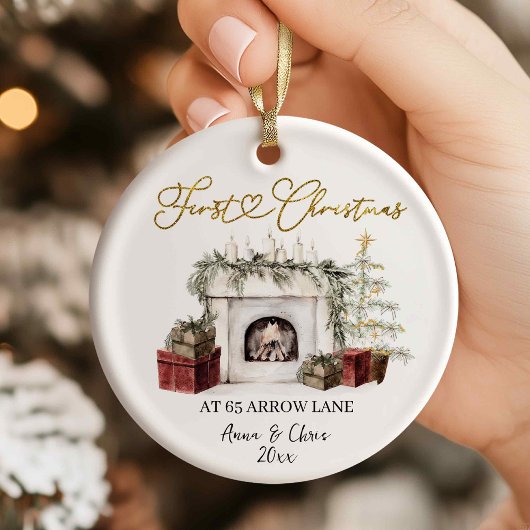 Illustration First Christmas in our new home Keramik Ornament