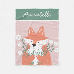 Illustration Fox Riechen Blume Personalisiert Fleecedecke
