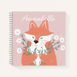 Illustration Fox Riechen Blume Personalisiert Notizblock