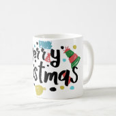 Illustration fröhlicher Weihnachtstext. Kaffeetasse (VorderseiteRechts)