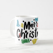 Illustration fröhlicher Weihnachtstext. Kaffeetasse (Vorderseite Links)