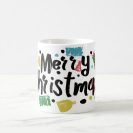 Illustration fröhlicher Weihnachtstext. Kaffeetasse