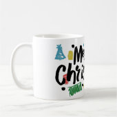 Illustration fröhlicher Weihnachtstext. Kaffeetasse (Links)