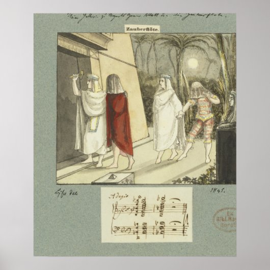 Illustration für Mozarts 'The Magic Flute', 1845 Poster (Vorne)