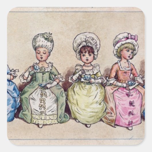 Illustration für 'St. Valentinstag", 1914 Quadratischer Aufkleber (Vorderseite)