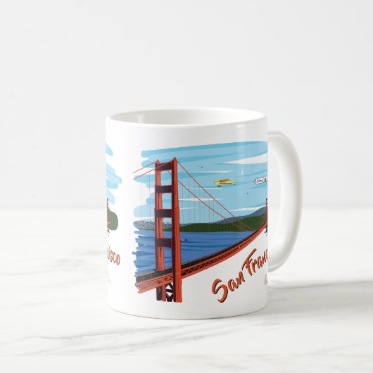 Illustration Golden gate bridges San Francisco Kaffeetasse (VorderseiteRechts)