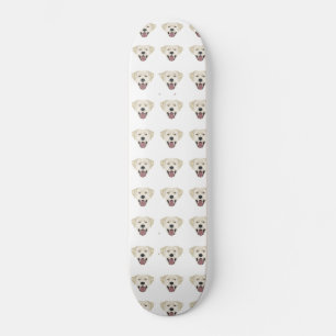 Illustration golden labrador retriever mit Lächel Skateboard