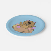 Illustration Groundhog mit Blume Pappteller (Schrägansicht)