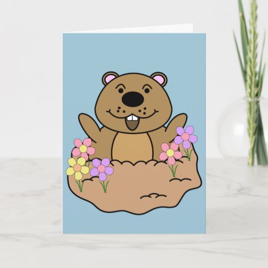 Illustration Groundhog mit Blumen Karte (Vorderseite)
