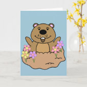 Illustration Groundhog mit Blumen Karte (Gelbe Blume)