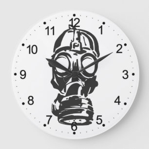 Illustration Hand Drawn of Sketch Gas Mask Große Wanduhr