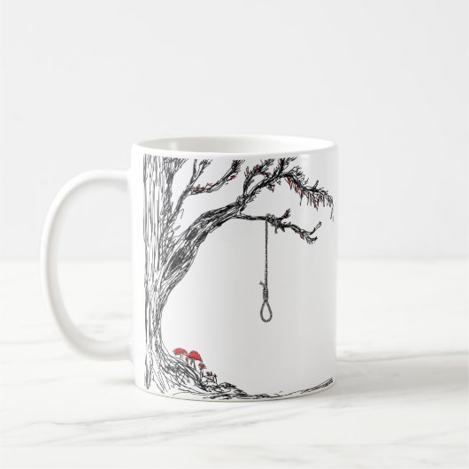Illustration hangman's noose & mushrooms kaffeetasse (Links)