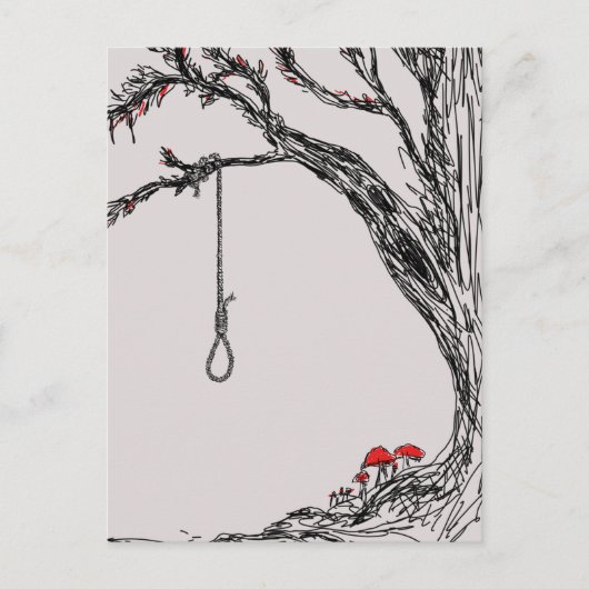 Illustration hangman's noose & mushrooms postkarte (Vorderseite)