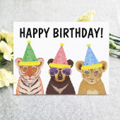 Illustration "Happy Birthday" für Wildtiere Postkarte