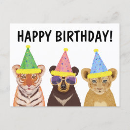 Illustration "Happy Birthday" für Wildtiere Postkarte