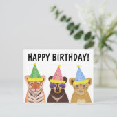 Illustration "Happy Birthday" für Wildtiere Postkarte (Stehend Vorderseite)