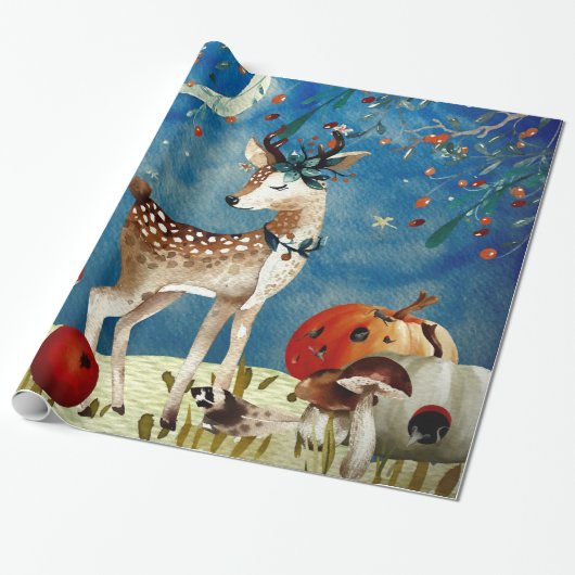 Illustration Herbst-Waldfreunde Geschenkpapier (Ungerollt)