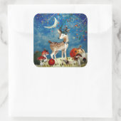 Illustration Herbst-Waldfreunde Quadratischer Aufkleber (Tasche)