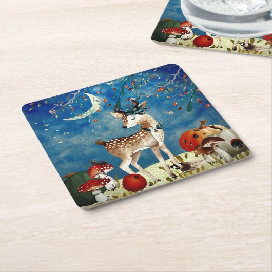 Illustration Herbst-Waldfreunde Rechteckiger Pappuntersetzer (angewinkelt)