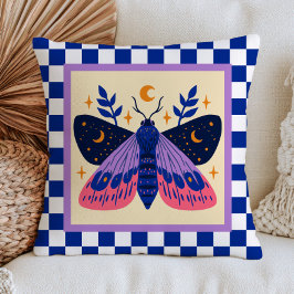 Illustration Himmelsschmetterling Retro Blau Karie Kissen
