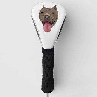 Illustration Hund lächelnd Pitbull Golf Headcover