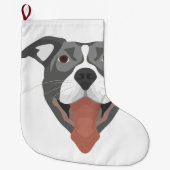 Illustration Hund lächelnd Pitbull Großer Weihnachtsstrumpf (Vorderseite)