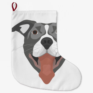 Illustration Hund lächelnd Pitbull Großer Weihnachtsstrumpf
