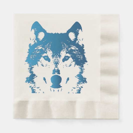 Illustration Ice Blue Wolf Serviette (Vorderseite)