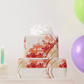 Illustration im Blumenhaus Swirl und Naturmuster Geschenkpapier