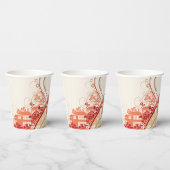 Illustration im Blumenhaus Swirl und Naturmuster Pappbecher