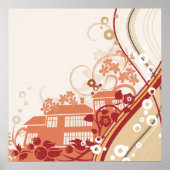 Illustration im Blumenhaus Swirl und Naturmuster Poster (Vorne)