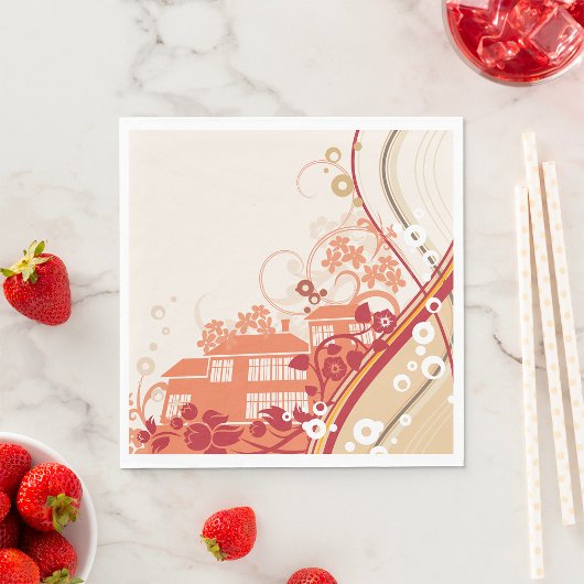 Illustration im Blumenhaus Swirl und Naturmuster Serviette