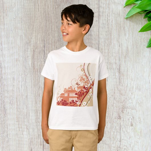 Illustration im Blumenhaus Swirl und Naturmuster T-Shirt