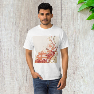 Illustration im Blumenhaus Swirl und Naturmuster T-Shirt