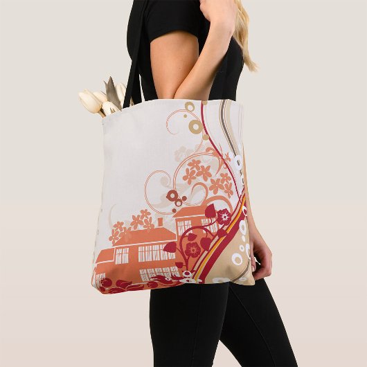 Illustration im Blumenhaus Swirl und Naturmuster Tasche