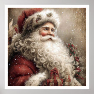 Illustration im Stil eines alten Weihnachtsmanns Poster