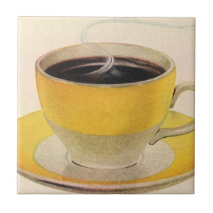 Illustration im Vintage-Stil: Kaffee in einer gelb Fliese