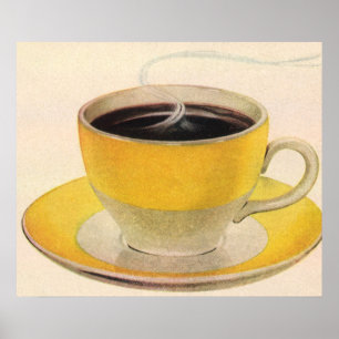 Illustration im Vintage-Stil: Kaffee in einer gelb Poster