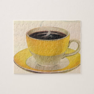 Illustration im Vintage-Stil: Kaffee in einer gelb Puzzle
