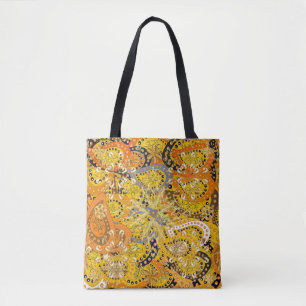 Illustration in gelben, orangen und braunen Farben Tasche