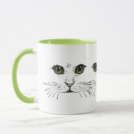 Illustration in schwarzen Katzengesichtern Helle g Tasse (Links)